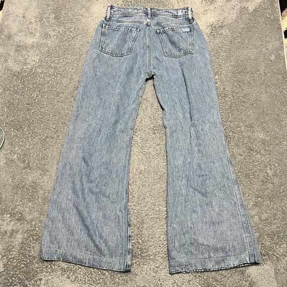 7 for All Mankind Jeans Womens 29 Modern Dojo Trousers Baggy Flare Leg Blue ** - Picture 3 of 12